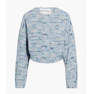 IRO Women's Blue Jengo Cropped Cotton-blend Tweed Jacket sz 36 FR (4 US)